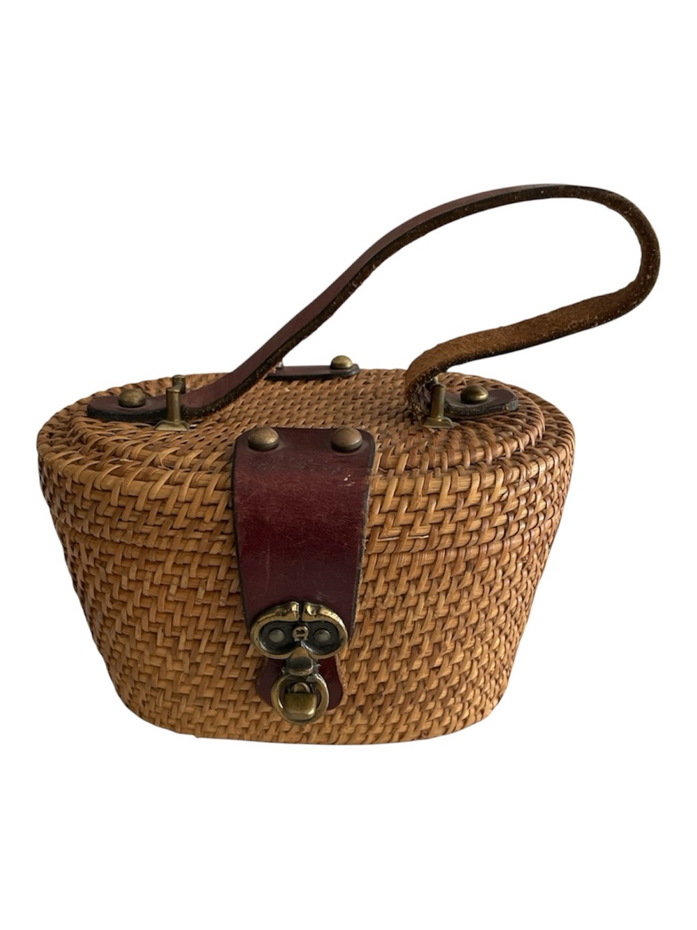 Etienne Aigner handmade vintage wicker rattan basket purse